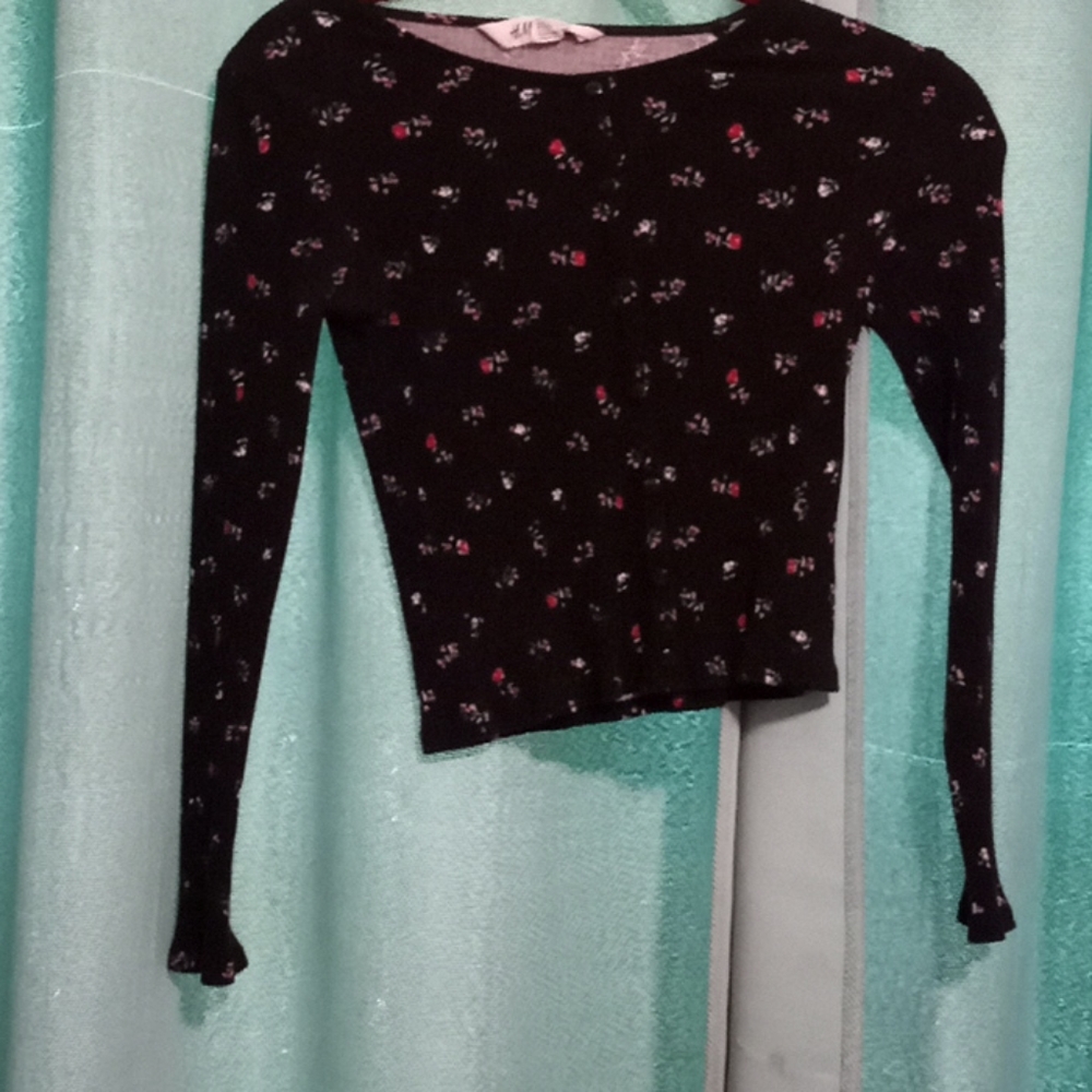 Black with red flowers shirt
